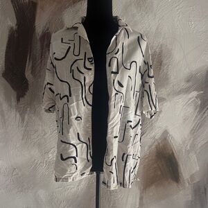 Club Monaco Black and White Abstract Shirt